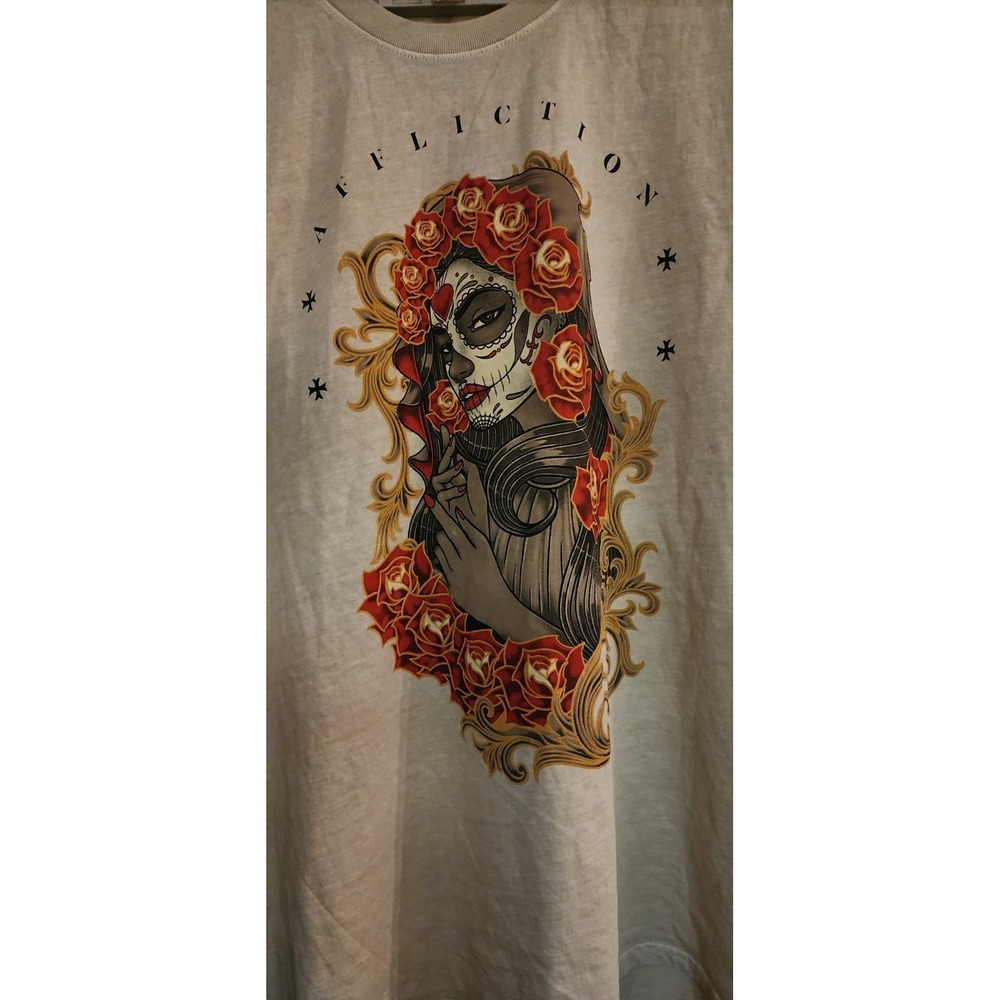 Affliction Black Label Soul Reborn Short Sleeve Tee Sz L New Day Of The Dead D50 - Picture 4 of 6